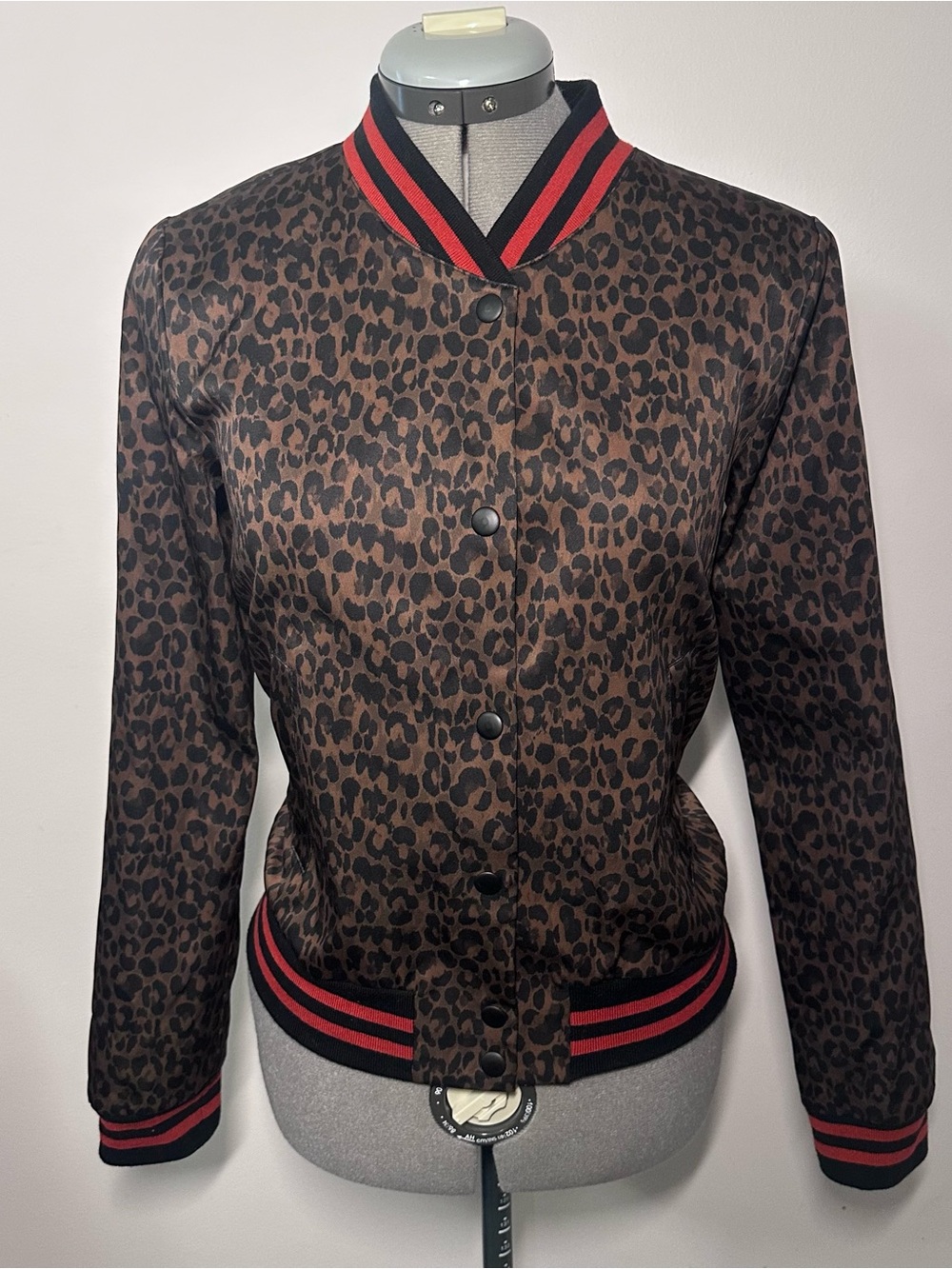 Bailey 44 Leopard-Print Bomber Jacket with Red & Black Trim